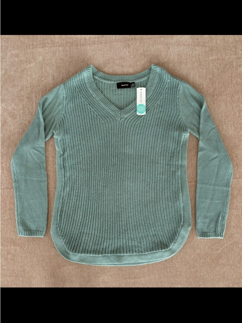 RD Style Women's Josslyn V-Neck Ribbed Sweater in Light Sage Green Size M NWT